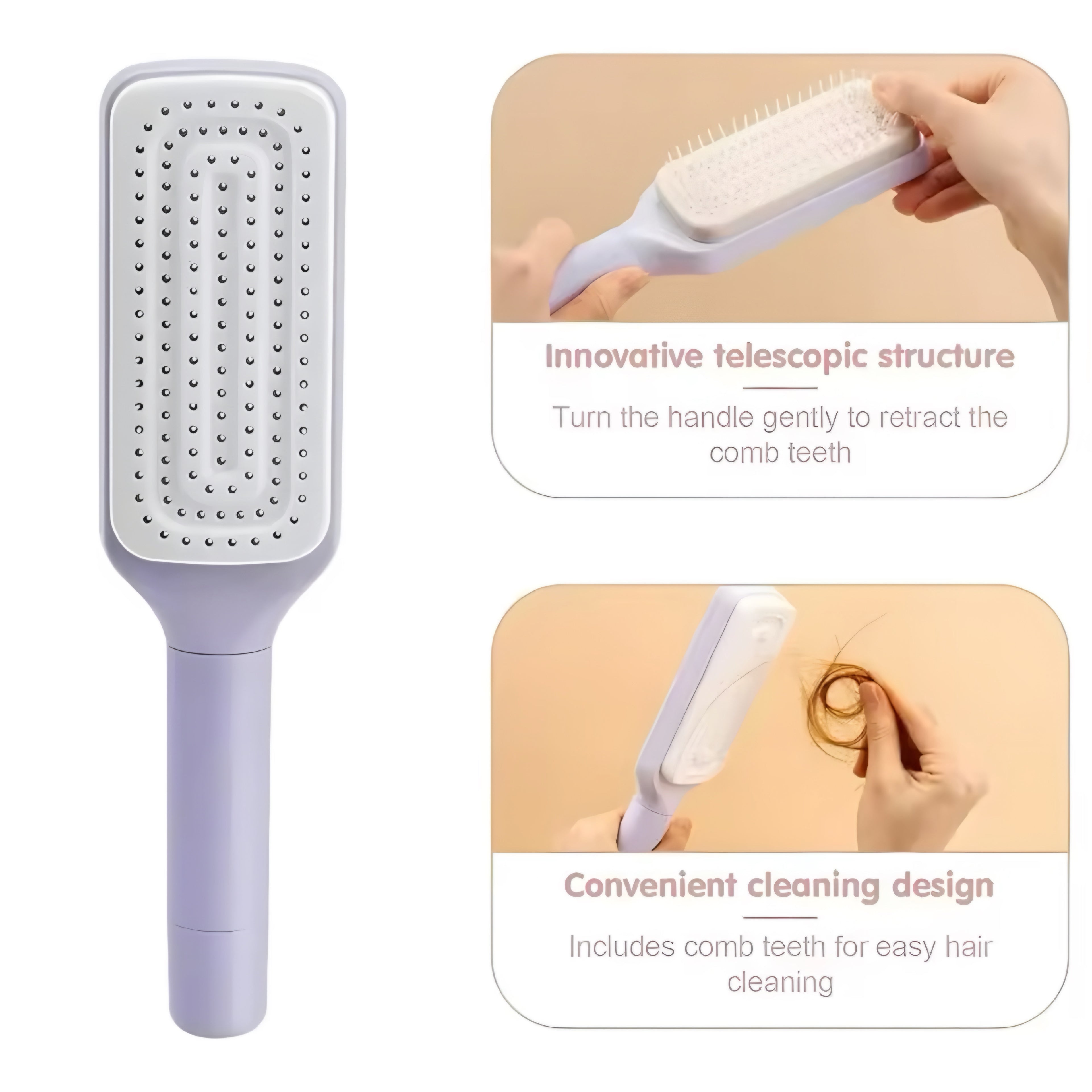 Brosse à Cheveux Rotative Auto-Nettoyante
