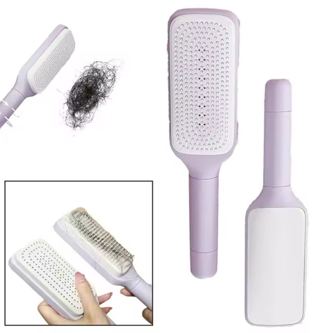 Brosse à Cheveux Rotative Auto-Nettoyante