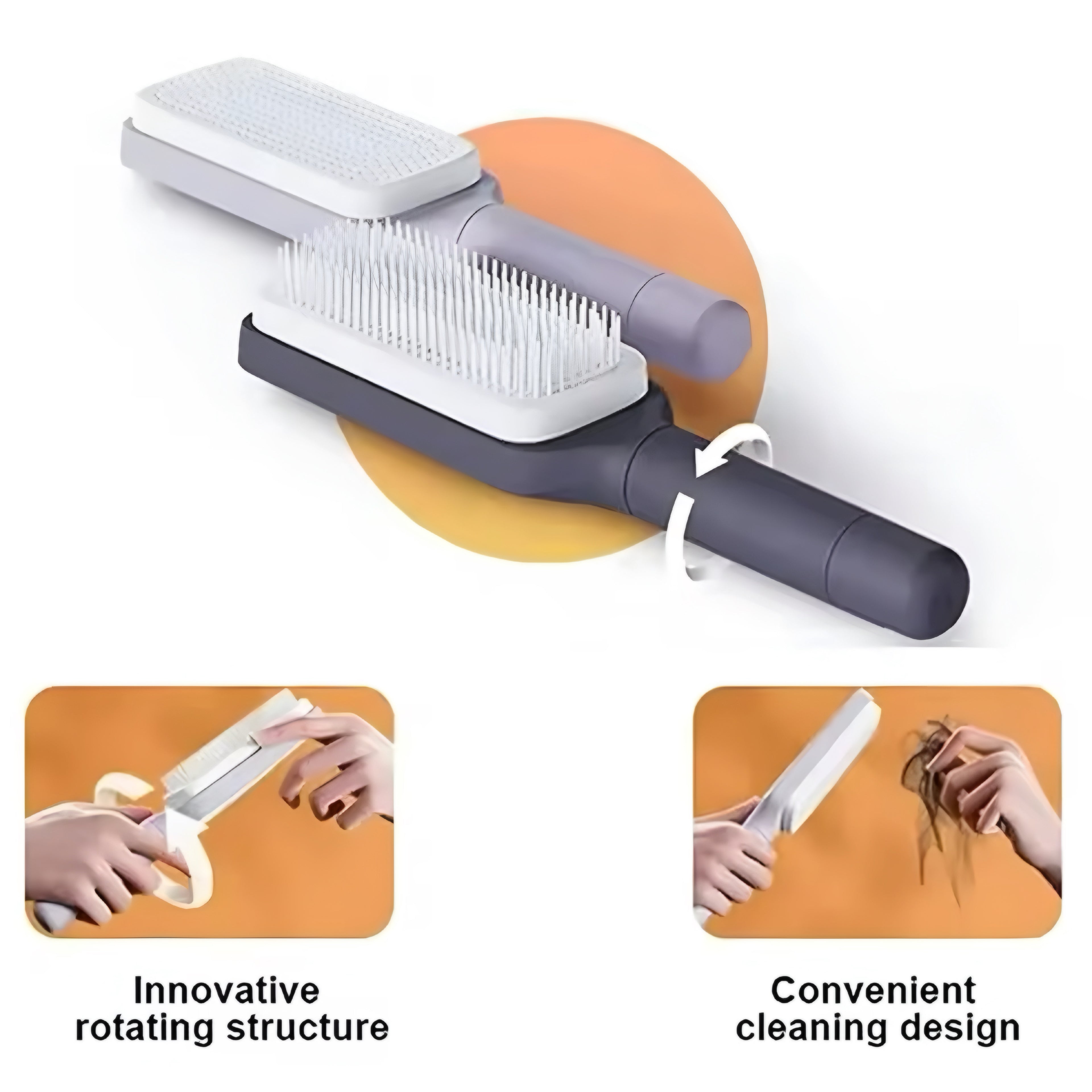 Brosse à Cheveux Rotative Auto-Nettoyante