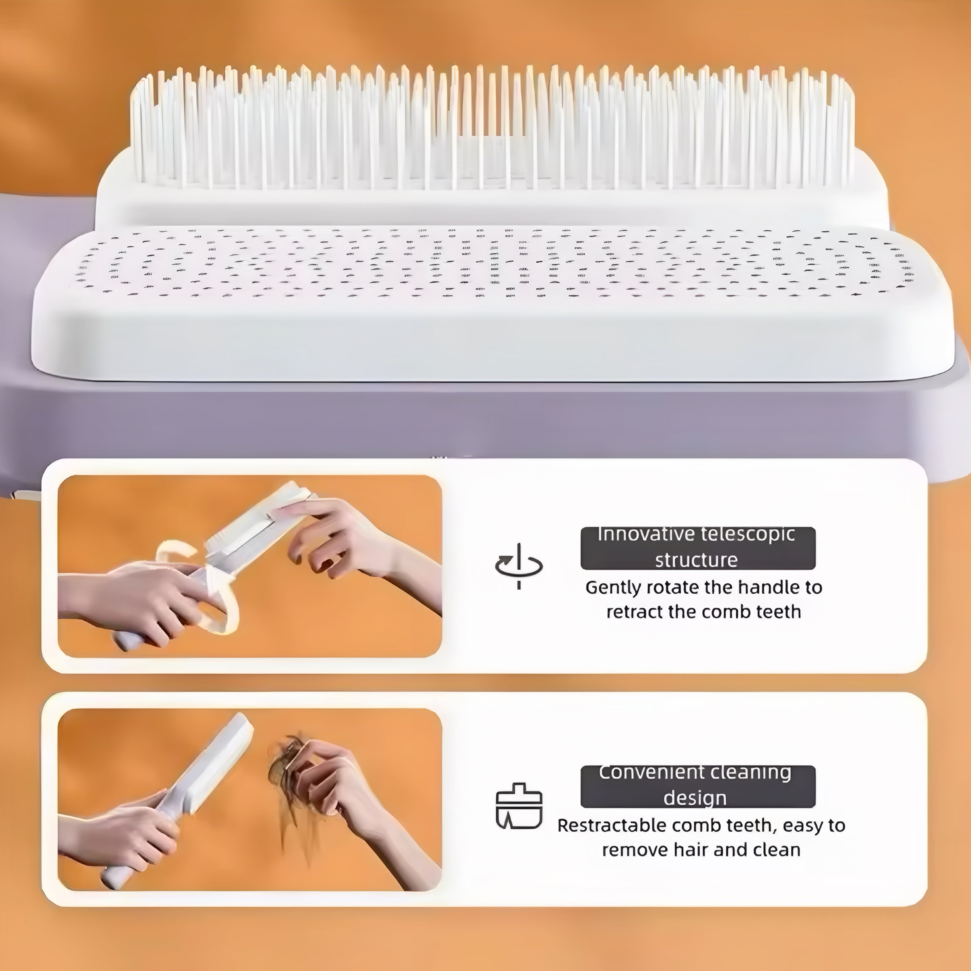 Brosse à Cheveux Rotative Auto-Nettoyante