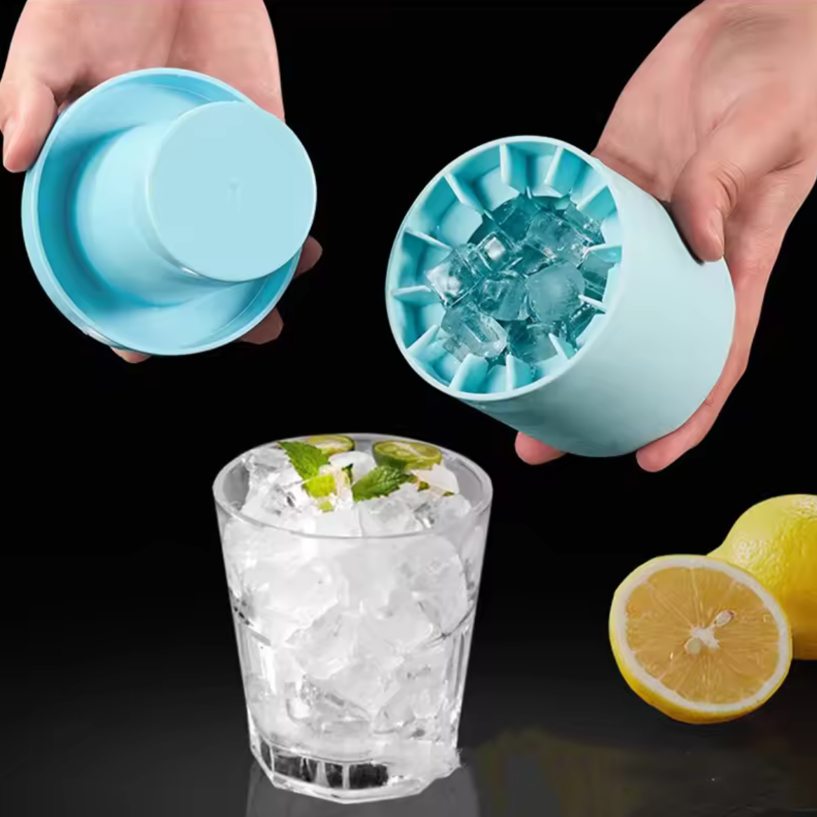 Moule & Seau à Glaçons en Silicone – 2-en-1